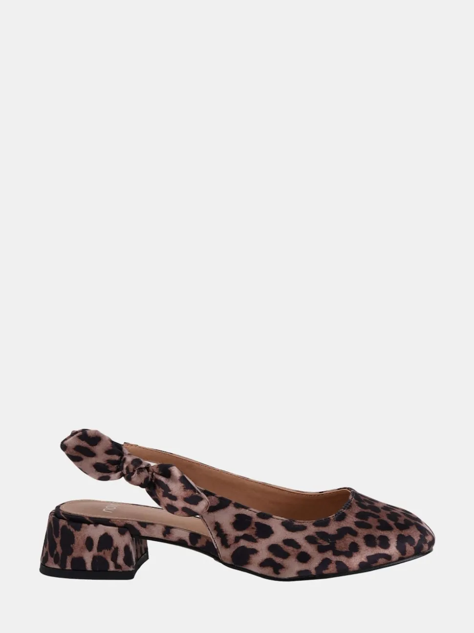 Novo Leopard Animal Print Claudia Wide Fit Fit Bow Low Block Slingbacks
