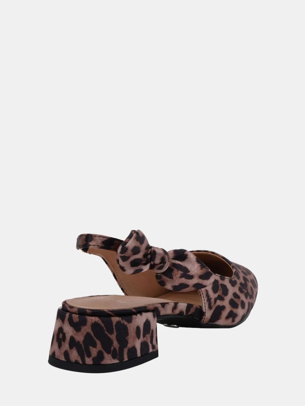 Novo Leopard Animal Print Claudia Wide Fit Fit Bow Low Block Slingbacks
