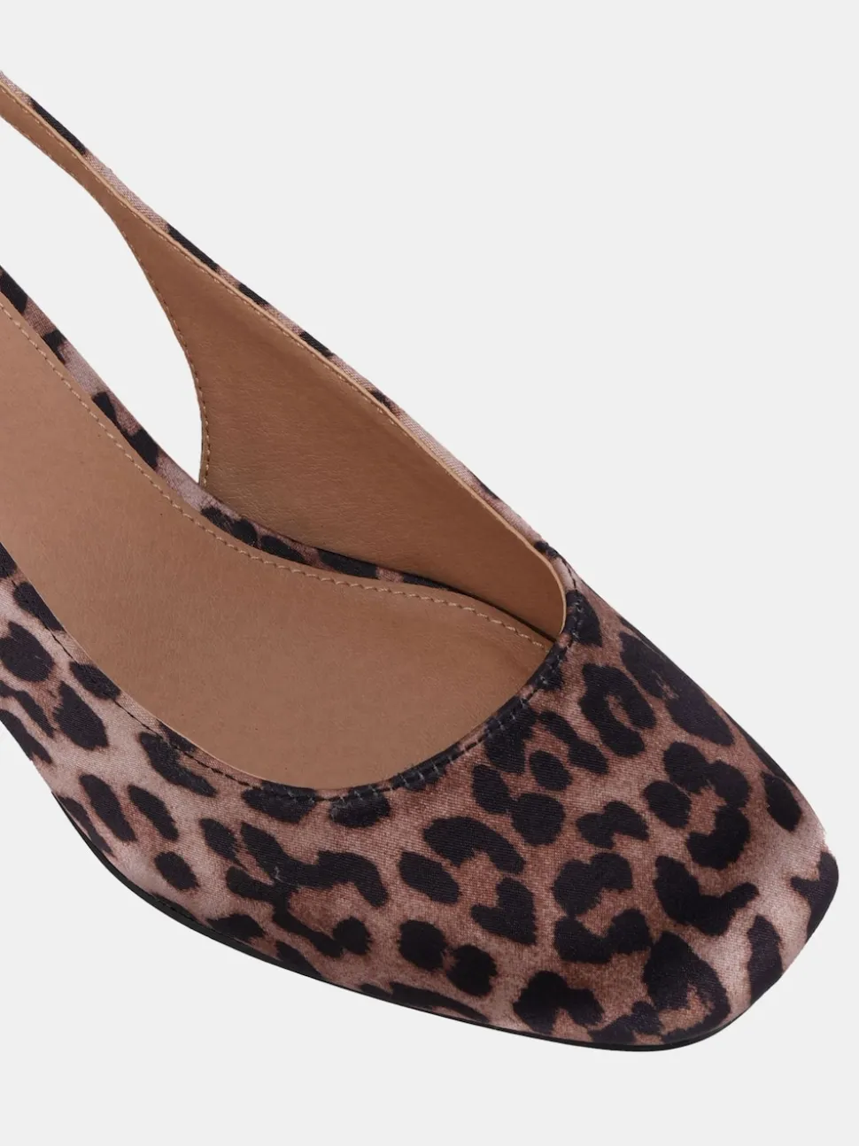 Novo Leopard Animal Print Claudia Wide Fit Fit Bow Low Block Slingbacks