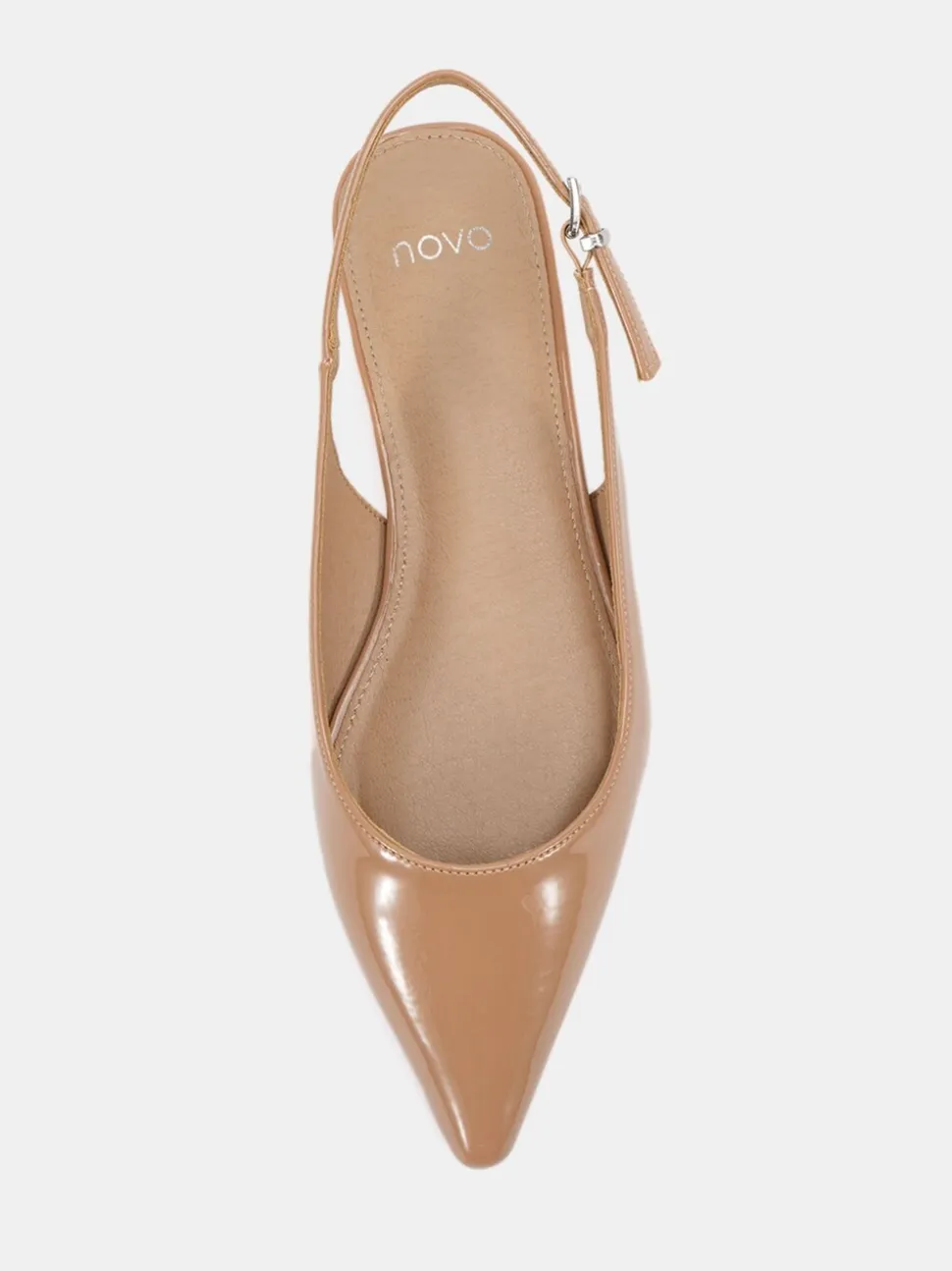 Novo Natural Clover Point Toe Low Heel Slingback Shoes