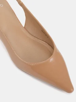Novo Natural Clover Point Toe Low Heel Slingback Shoes
