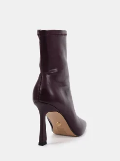 Novo Red Wide Fit Kiss Point Toe Stiletto Stretch Ankle Boots