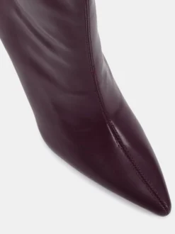 Novo Red Wide Fit Kiss Point Toe Stiletto Stretch Ankle Boots