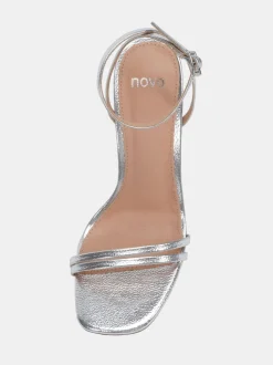Novo Silver Wide Fit MATILDA Strappy Heeled Sandals