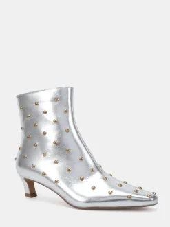 Novo Silver Wide Fit Wide Fit Kiki Studded Low Heel Ankle Boots