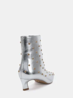 Novo Silver Wide Fit Wide Fit Kiki Studded Low Heel Ankle Boots