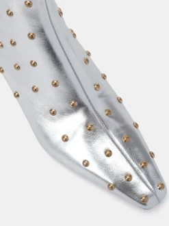 Novo Silver Wide Fit Wide Fit Kiki Studded Low Heel Ankle Boots