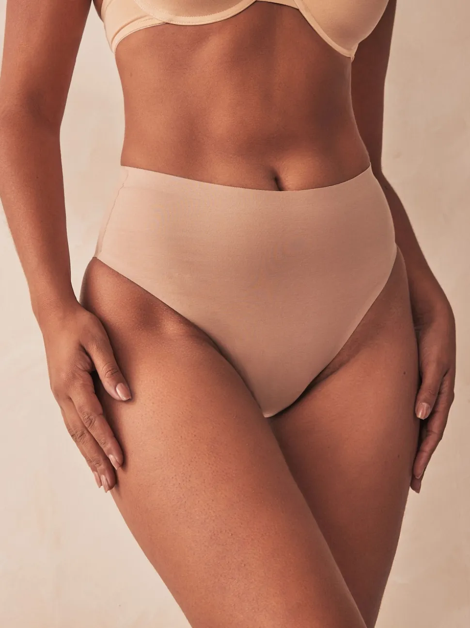Nude High Waist Brief Shaping Tummy Control Premium Cotton Blend Knickers
