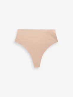 Nude High Waist Thong Shaping Tummy Control Premium Cotton Blend Knickers