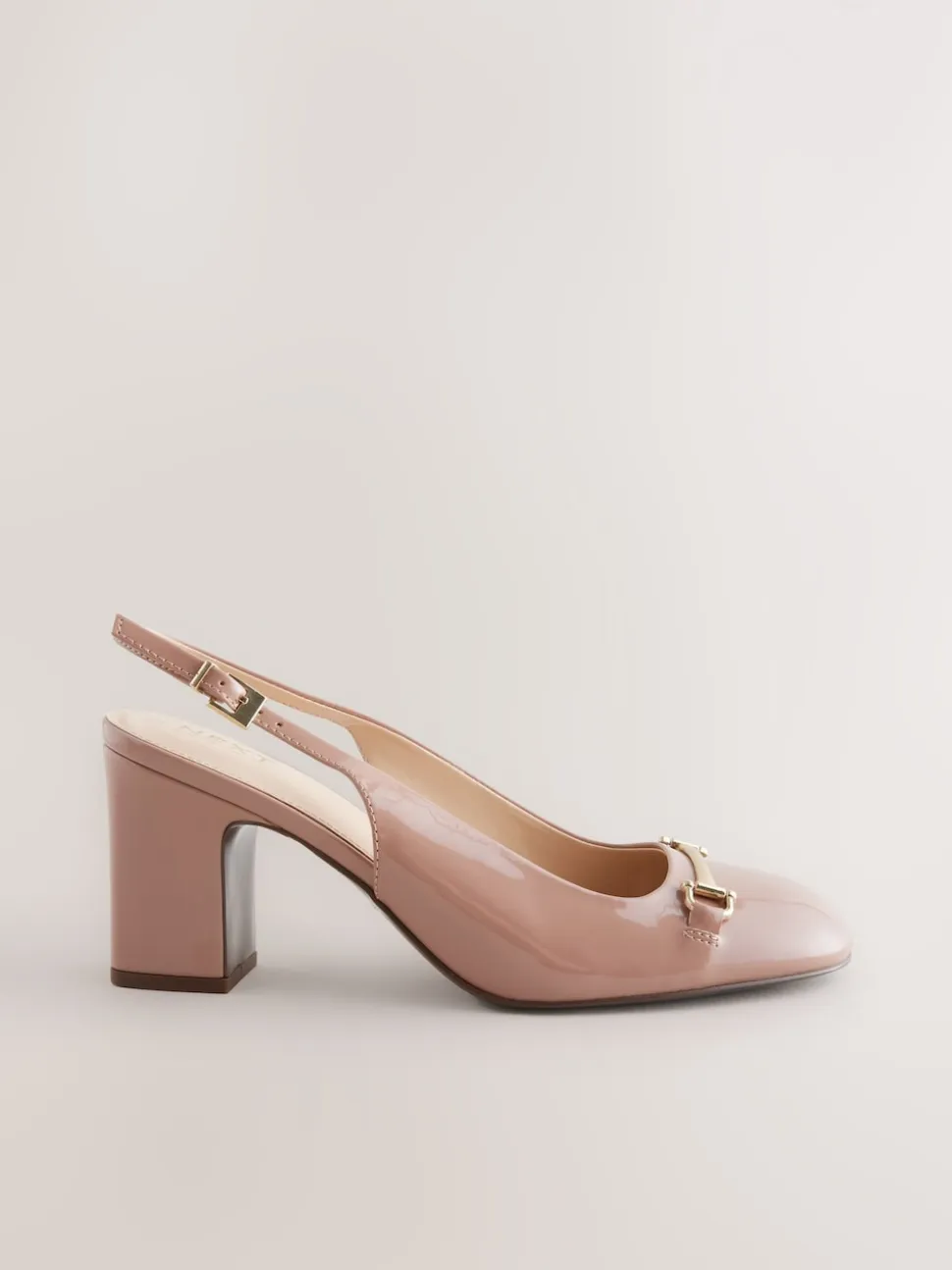Nude Pink Extra Wide Fit Hardware Slingback Block Heels