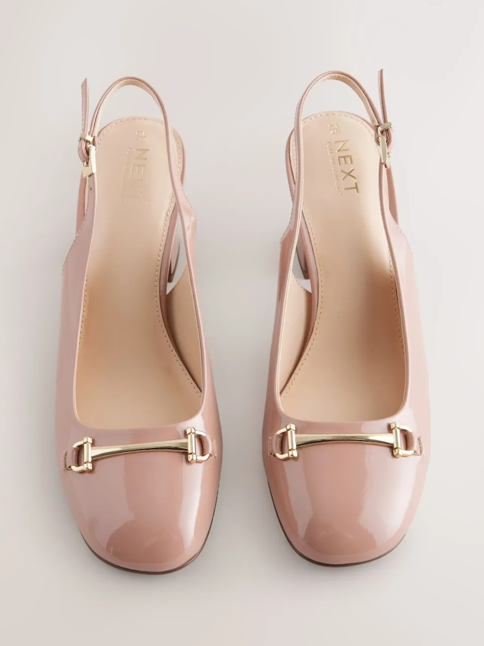 Nude Pink Extra Wide Fit Hardware Slingback Block Heels