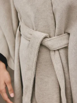 Oatmeal Wrap Front Cape Poncho