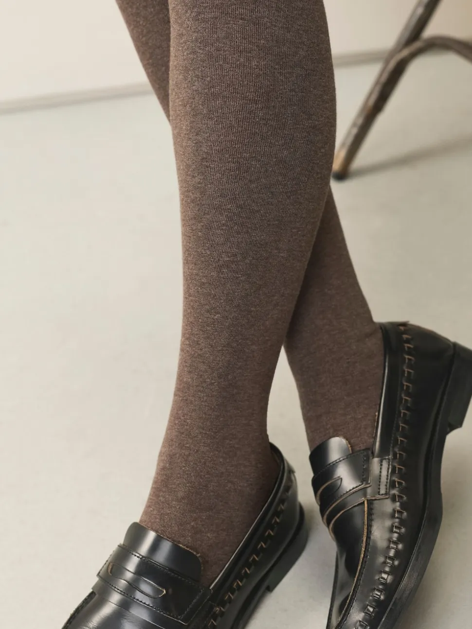 Oatmeal/Neutral Marl Warm Handle Knitted Tights 2 Pack