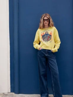 Ochre Yellow Graphic Farmers Market Crew Neck Sweatshirt