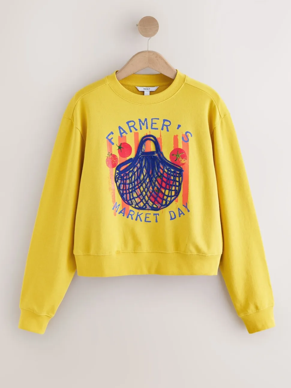 Ochre Yellow Graphic Farmers Market Crew Neck Sweatshirt