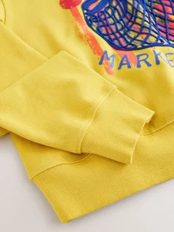 Ochre Yellow Graphic Farmers Market Crew Neck Sweatshirt