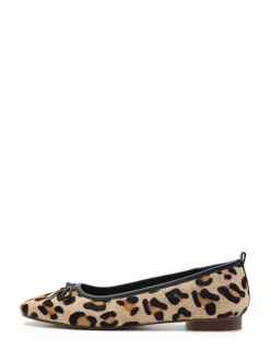 Off The Hook Animal Pinner Leather Leopard Print Ballerinas