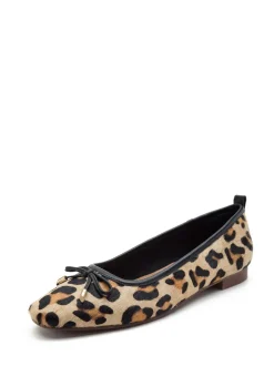 Off The Hook Animal Pinner Leather Leopard Print Ballerinas