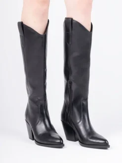 Off The Hook Black Austin Pointed-Toe Knee-High Western Boots