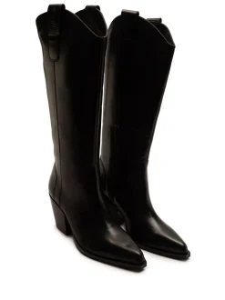 Off The Hook Black Austin Pointed-Toe Knee-High Western Boots