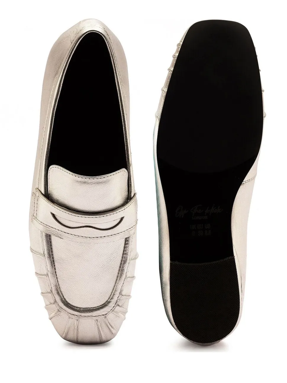 Off The Hook Silver Charing Flat Casual Slip On Leather Loafers