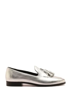 Off The Hook Silver Moselle Leather Tassel Loafers