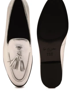 Off The Hook Silver Moselle Leather Tassel Loafers