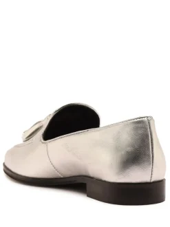 Off The Hook Silver Moselle Leather Tassel Loafers