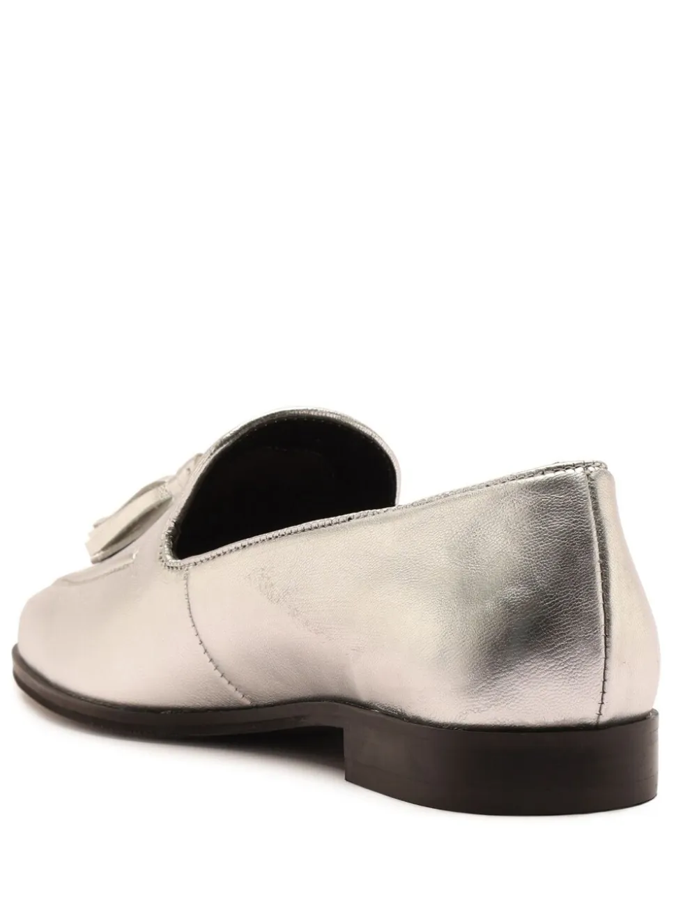 Off The Hook Silver Moselle Leather Tassel Loafers