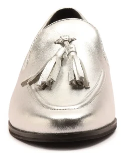 Off The Hook Silver Moselle Leather Tassel Loafers