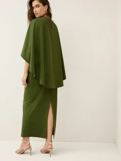 Olive Green Cape Maxi Dress