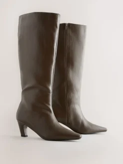 Olive Green Forever Comfort® Curved Heel Knee High Boots