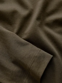 Olive Green Long Sleeve Crew Neck T-Shirt