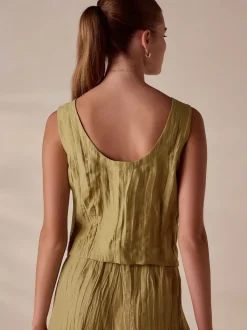 Olive Green N. Premium Linen Rich Shell Top