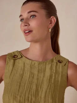 Olive Green N. Premium Linen Rich Shell Top