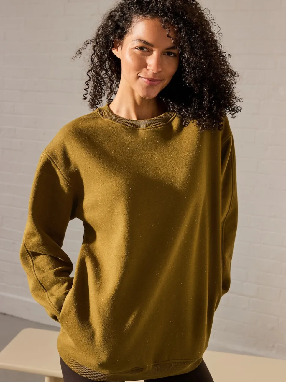Olive Green Relaxed Fit Essentials Longline Sweatshirt with Pockets