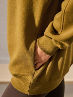 Olive Green Relaxed Fit Essentials Longline Sweatshirt with Pockets