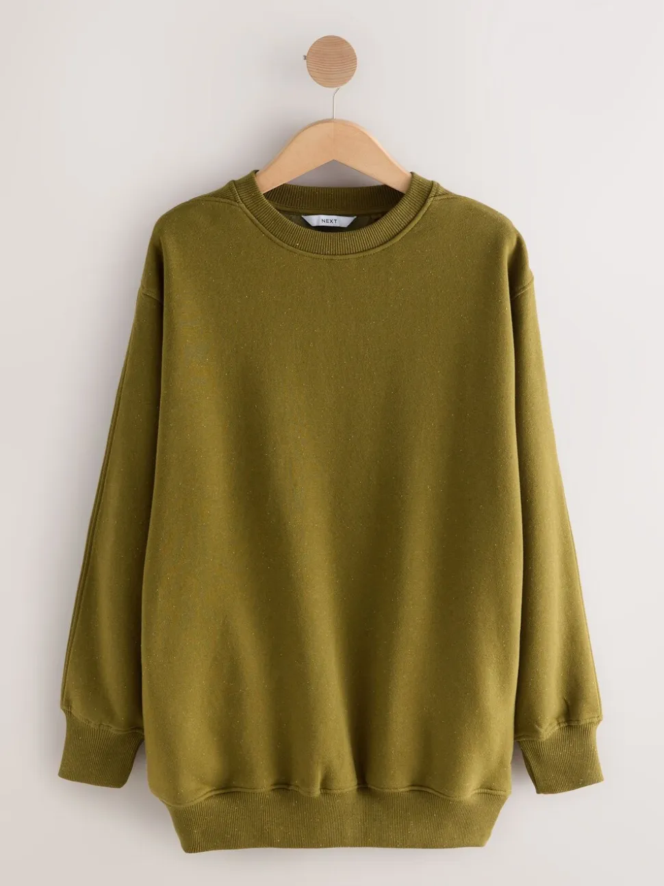 Olive Green Relaxed Fit Essentials Longline Sweatshirt with Pockets