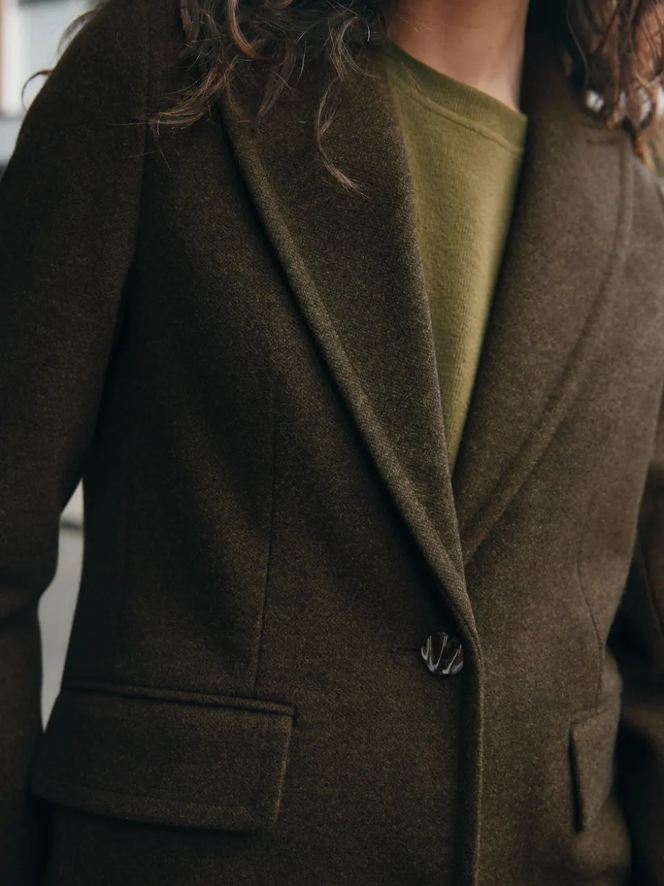 Olive Green Revere Coat