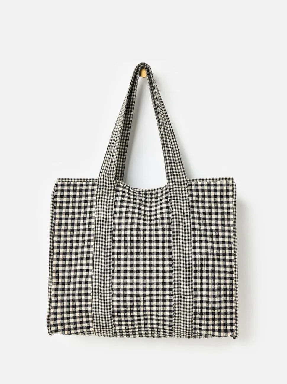 Oliver Bonas Black Gingham FabricnTote Bag
