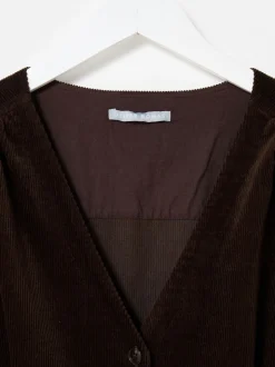 Oliver Bonas Brown Corduroy V-Neck Tie Waist Jumpsuit