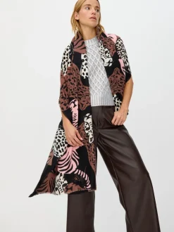 Oliver Bonas Brown Cuddling Cats Knitted Scarf