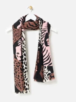 Oliver Bonas Brown Cuddling Cats Knitted Scarf