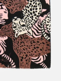 Oliver Bonas Brown Cuddling Cats Knitted Scarf