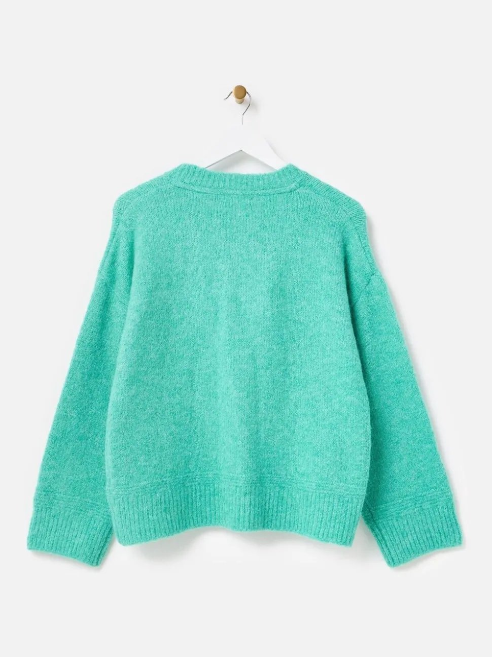 Oliver Bonas Green Cat Crew Neck Knitted Jumper