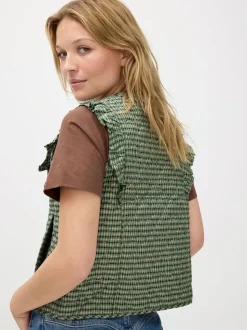 Oliver Bonas Green Checked Heart Quilted Gilet