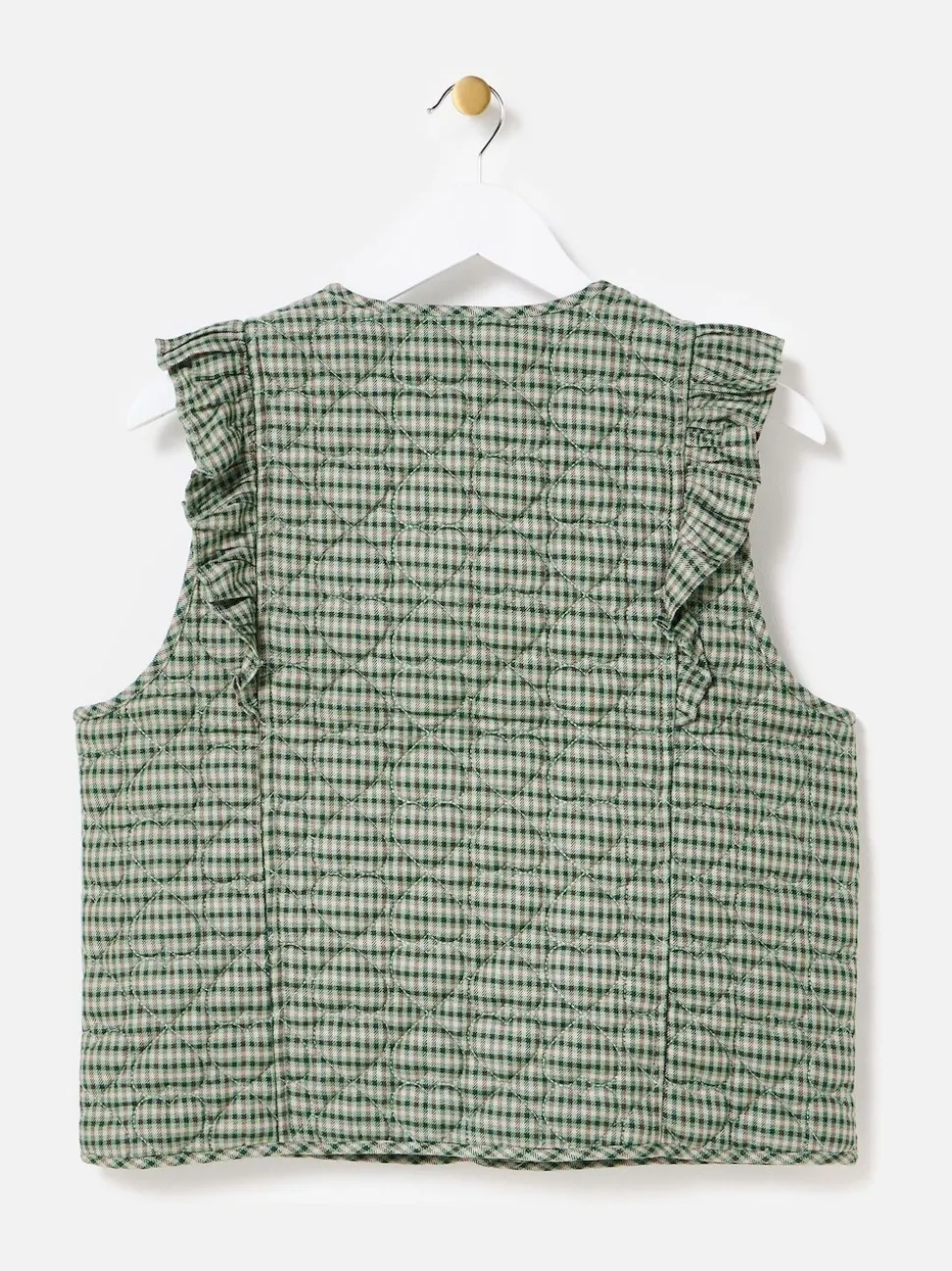 Oliver Bonas Green Checked Heart Quilted Gilet