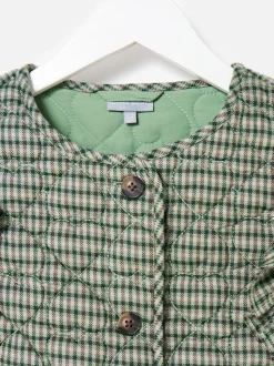 Oliver Bonas Green Checked Heart Quilted Gilet