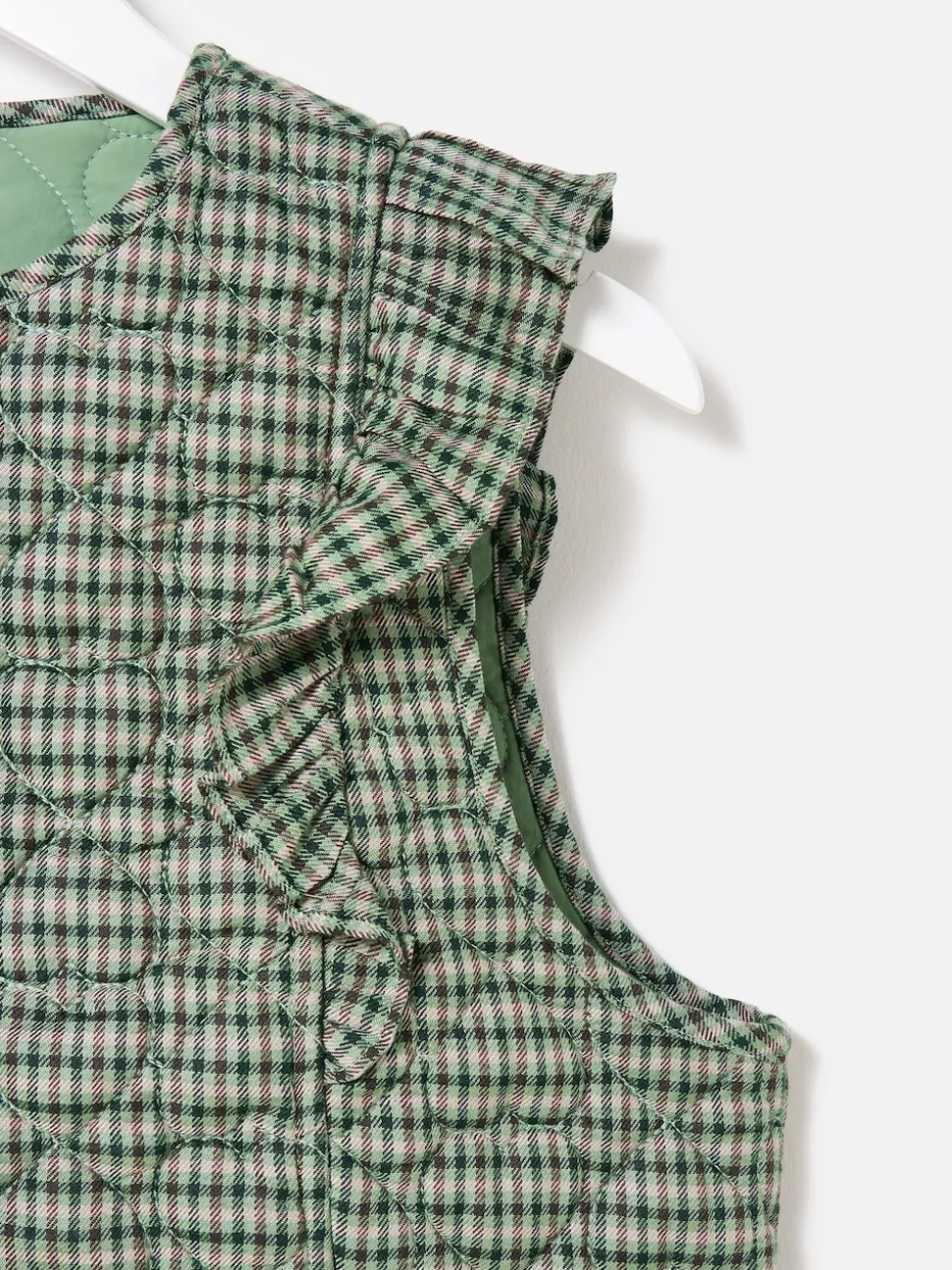 Oliver Bonas Green Checked Heart Quilted Gilet