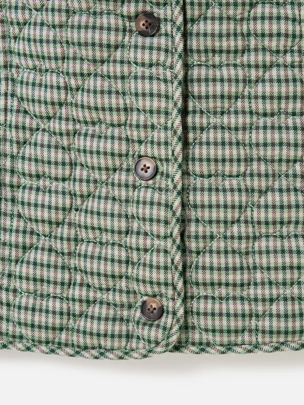 Oliver Bonas Green Checked Heart Quilted Gilet